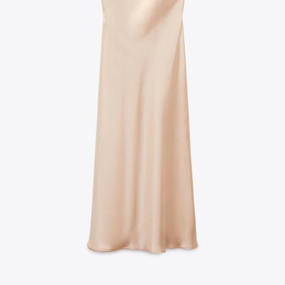 Zara Satin Slip Dress  l  XS  l  Salmon Pink - Picture 2 of 10